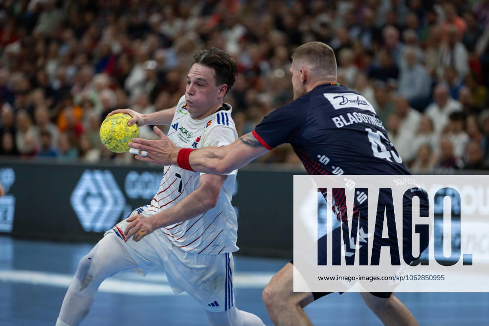 DAIKIN HBL SG Flensburg Handewitt vs Handball Sportverein Hamburg 08 06 25 Leif Tissier Nr 07, Handball Sportverein Hamburg vs Blaz Blagotinsek Nr 43, SG Flensburg Handewitt DAIKIN HBL SG Flensburg Handewitt vs Handball Sportverein Hamburg, GP JOULE Arena on 08 06 25