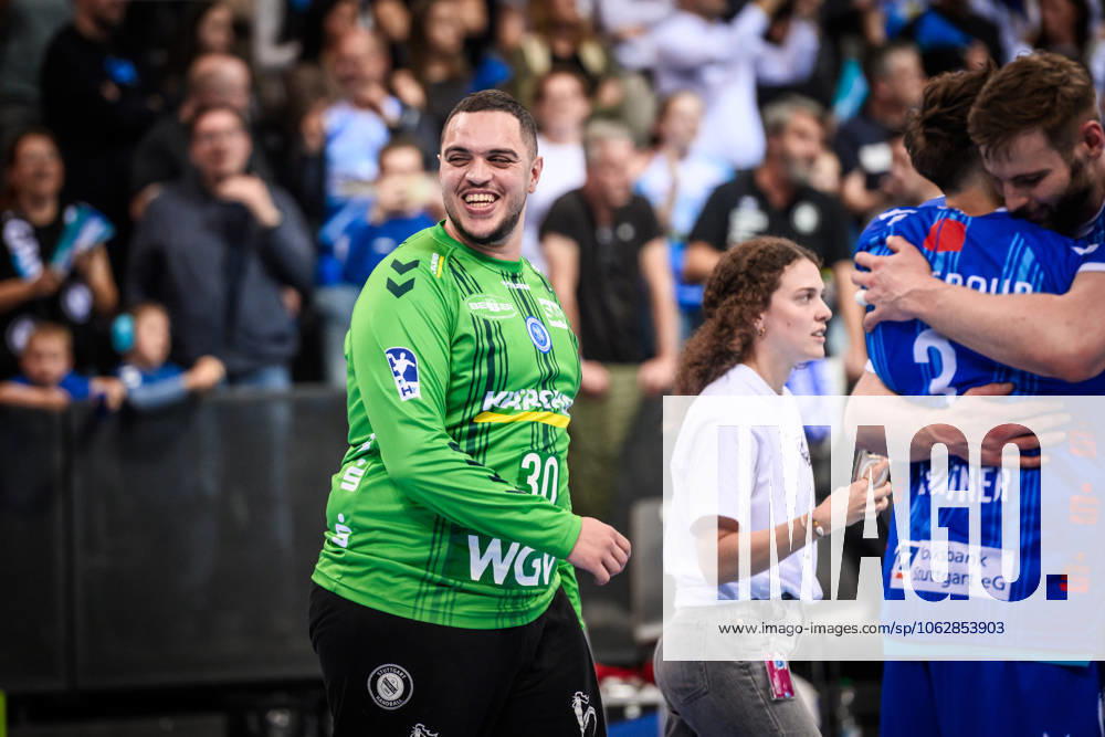 Samir Bellahcene TVB Stuttgart, 30 Jubel, Freude, Erleichterung GER, TVB Stuttgart SC DHfK Leipzig, DAIKIN HBL, Handball, Bundesliga, 34 Spieltag, Spielzeit 2024 2025, 08 06 2025 GER, TVB Stuttgart SC DHfK Leipzig, DAIKIN HBL, Handball, Bundesliga, 34 Spieltag, Spielzeit 2024 2025, 08 06 2025 Stuttgart