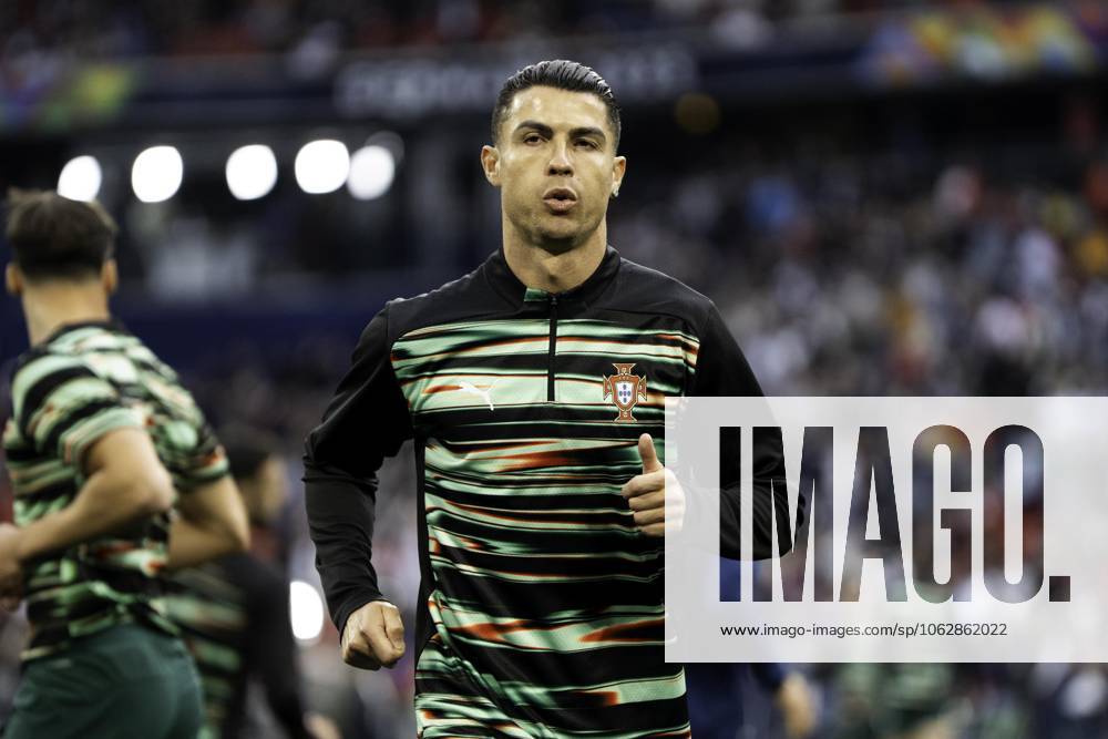 UEFA Nations League Final: Portugal vs Spain Cristiano Ronaldo of Portugal warms up prior to the UEFA Nations League final match against Spain at Allianz Arena in Munich.