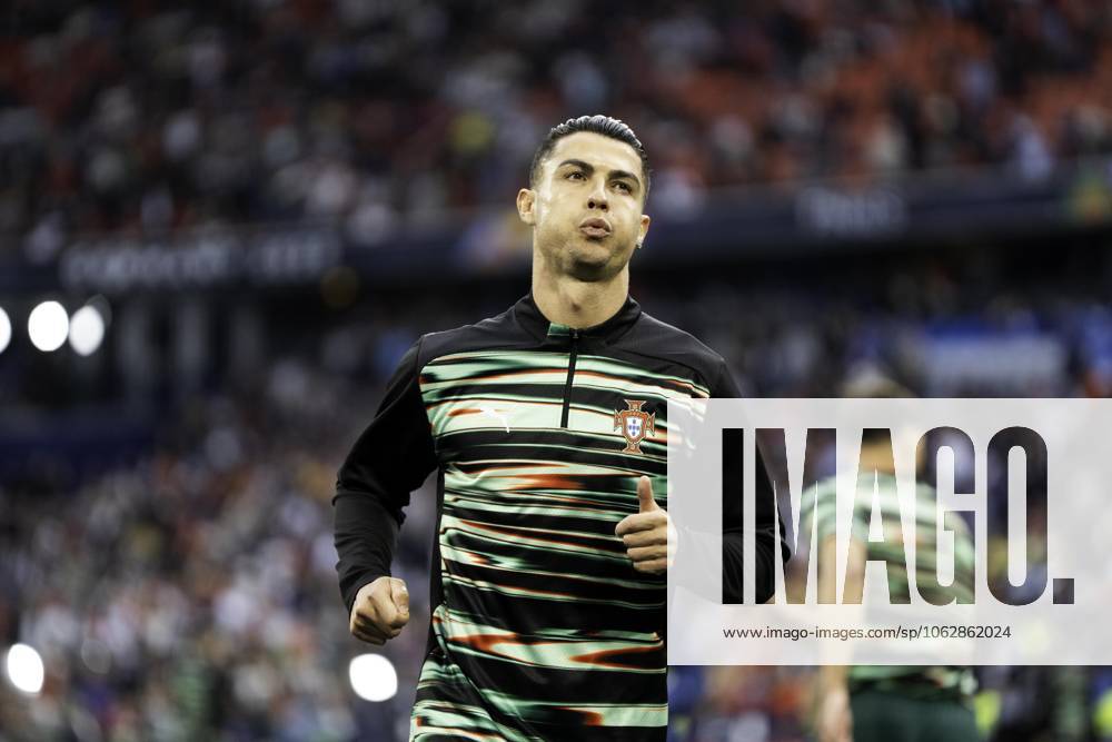 UEFA Nations League Final: Portugal vs Spain Cristiano Ronaldo of Portugal warms up prior to the UEFA Nations League final match against Spain at Allianz Arena in Munich.