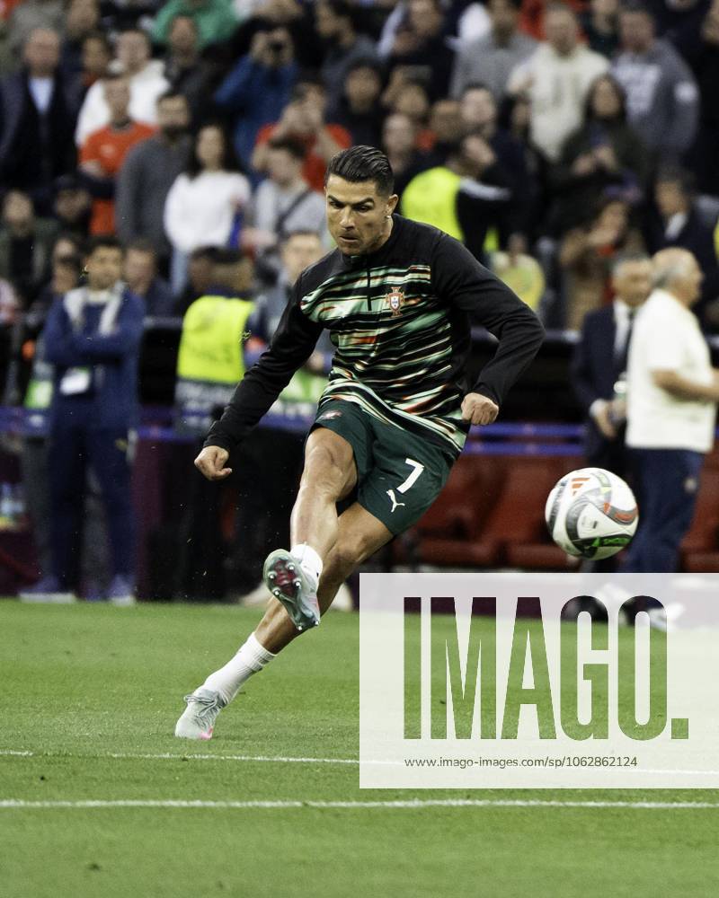 UEFA Nations League Final: Portugal vs Spain Cristiano Ronaldo of Portugal warms up prior to the UEFA Nations League final match against Spain at Allianz Arena in Munich.