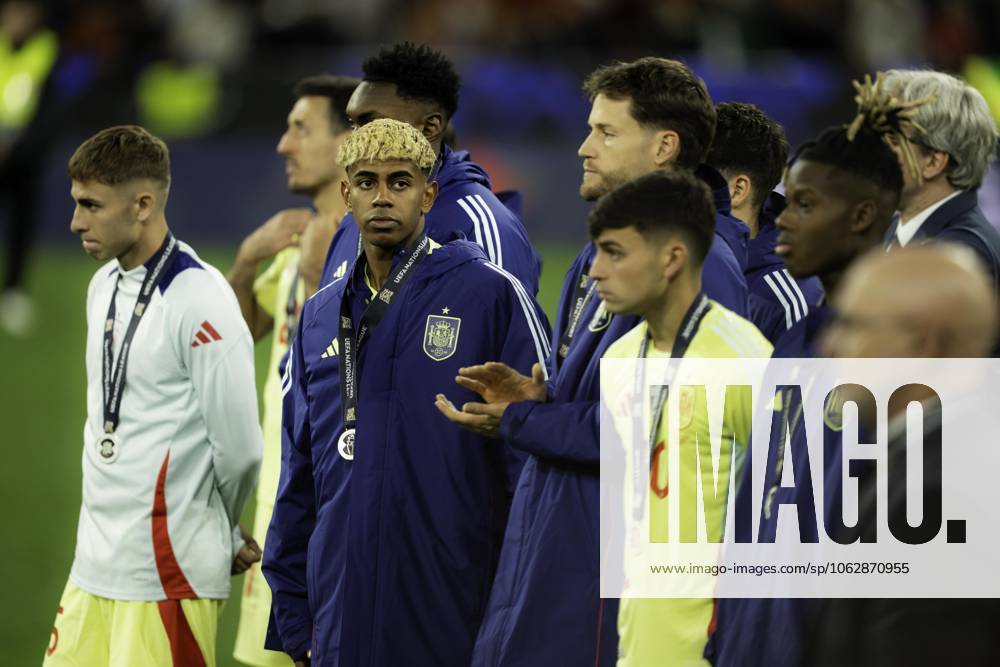 UEFA Nations League Final: Portugal vs Spain Lamine Yamal of Spain stands silently after receiving his runners-up medal following the UEFA Nations League final defeat to Portugal.