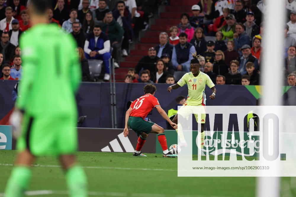 UEFA Nations League 2025 final Portugal Vs Spain in Munich, Germany - 08 Jun 2025 Nico Williams of Spain seen in action during the UEFA Nations League 2025 final match between Portugal and Spain at Munich Football Arena. Final score Portugal 5 : 3 Spain on penalties Munich Germany