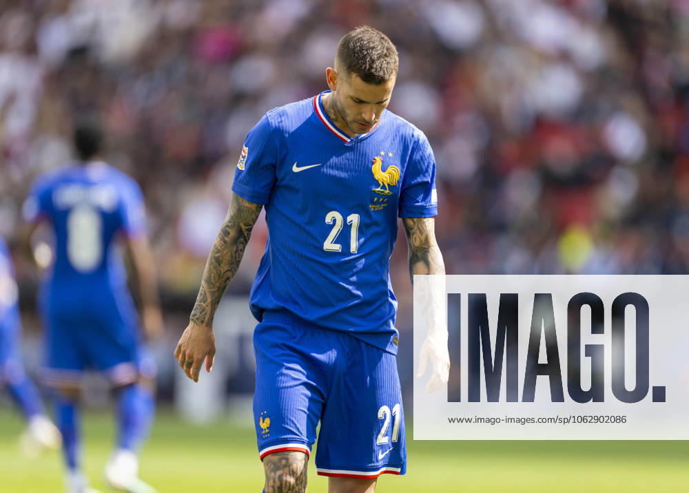 Football UEFA Nations League 2024 25, Match for 3rd place, Germany France, in the MHP Arena Stuttgart, Lucas Hernandez France pensive