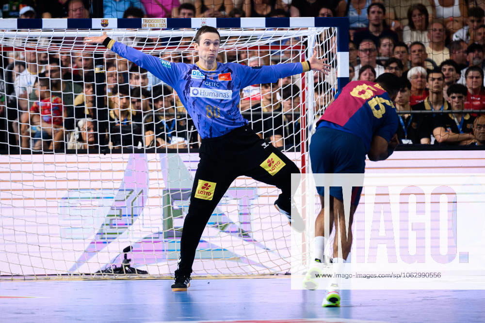 Cologne, Germany Handball EHF CL Final 4 Semi-Final Barca SC Magdeburg Goalkeeper Nikola Portner SC Magdeburg , Melvyn Richardson Barcelona Cologne Lanxess Arena Nordrhein Westfalen Germany