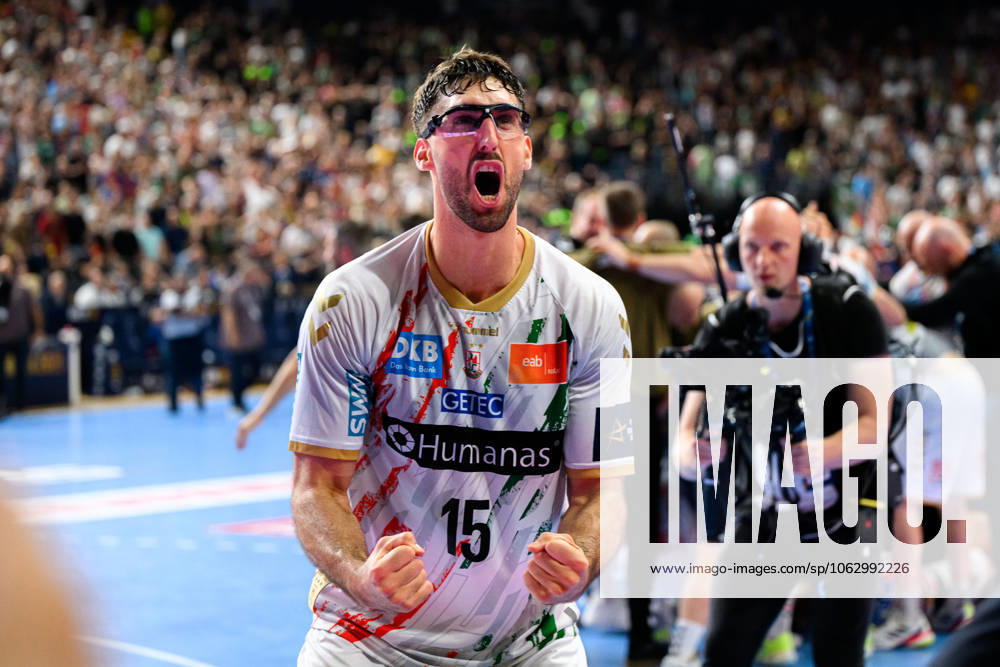 Cologne, Germany Handball EHF CL Final 4 Semi-Final Barca SC Magdeburg Antonio Serradilla Cuenca SC Magdeburg Final Cheers Final Cheers Emotion Joy Cologne Lanxess Arena North Rhine-Westphalia Germany