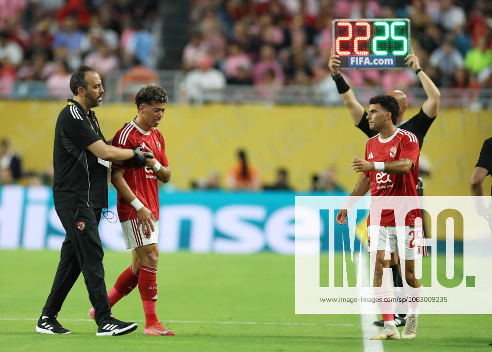 (250615) -- MIAMI, June 15, 2025 -- Emam Ashour (2nd L) of Al Ahly leaves the pitch during the opening match between Inter Miami CF of the United States and Al Ahly of Egypt at the FIFA Club World Cup 2025 in Miami, the United States, on June 14, 2025. ) (SP)U.S.-MIAMI-FOOTBALL-FIFA CLUB WORLD CUP-INTER MIAMI CF VS AL AHLY CaoxCan