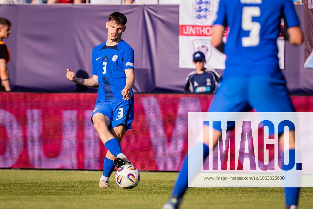 ENGLAND U21, U 21 - SLOVENIA U21 Srdan Kuzmic of Slovenia during the UEFA European Under-21 Championship 2025 Group B football match between England U21 and Slovenia U21. Stadium Nitra Arena, Nitra, Slovakia, June 15, 2025. Photo by Branislav Racko