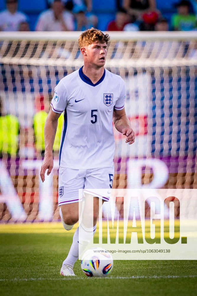 ENGLAND U21, U 21 - SLOVENIA U21 Charlie Cresswell of England during the UEFA European Under-21 Championship 2025 Group B football match between England U21 and Slovenia U21. Stadium Nitra Arena, Nitra, Slovakia, June 15, 2025. Photo by Branislav Racko