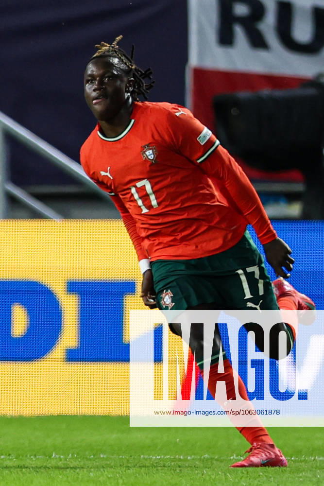 Geovany Quenda of Portugal celebrates after scoring a goal during the UEFA UNDER21 Championship Slovakia 2025 match between Portugal and Poland at Stadion na Sihoti. FInal Score; Portugal 5:0 Poland. Trenczyn Slovakia - ZUMAs197 20250614_aab_s197_116