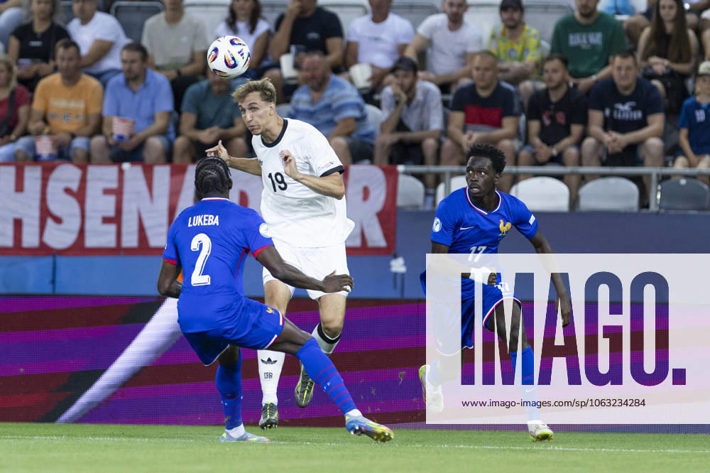 UEFA U21 European Championship, semi-final Germany France 25 06 2025 Nelson Weiper Germany, 19 , Castello Lukeba France, 2 , Soungoutou Magassa France, 17 during the UEFA U21 European Championship semi-final match Germany France, on 25 06 2025, Kosice Football Arena, Kosice, SlovakiaNelson Weiper Germany, 19 , Castello Lukeba France, 2 , Soungoutou Magassa France, 17