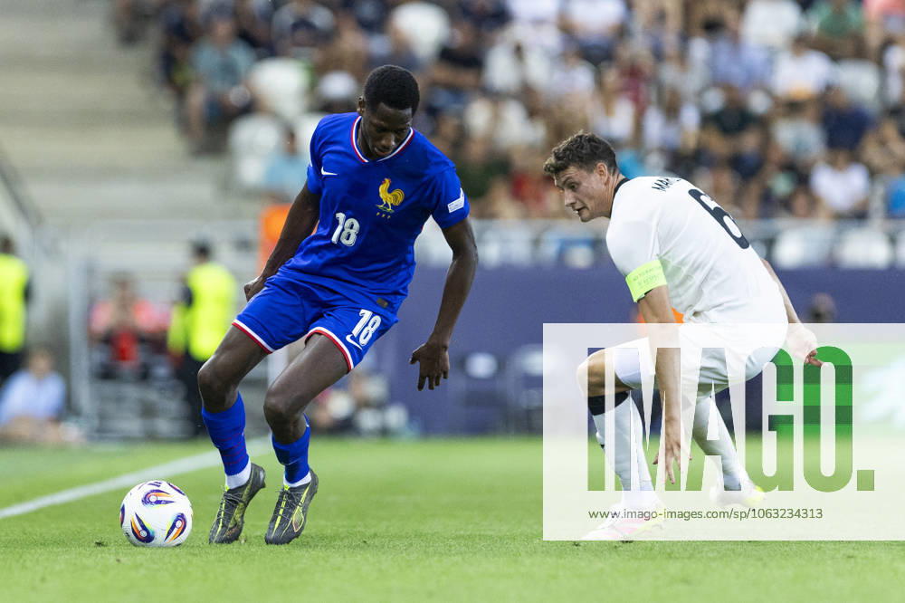 UEFA U21 European Championship, semi-final Germany France 25 06 2025 Djaoui Cisse France, 18 , Eric Martel Germany, 6 during the UEFA U21 European Championship semi-final match Germany France, on 25 06 2025, Kosice Football Arena, Kosice, Slovakia
