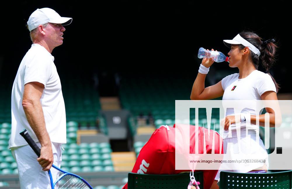 Emma Raducanu practices watched by coach Mark Petchey Wimbledon Tennis Championships, Friday Practice, The All England Lawn Tennis and Croquet Club, London, UK - 27 Jun 2025London The All England Lawn Tennis and United Kingdom