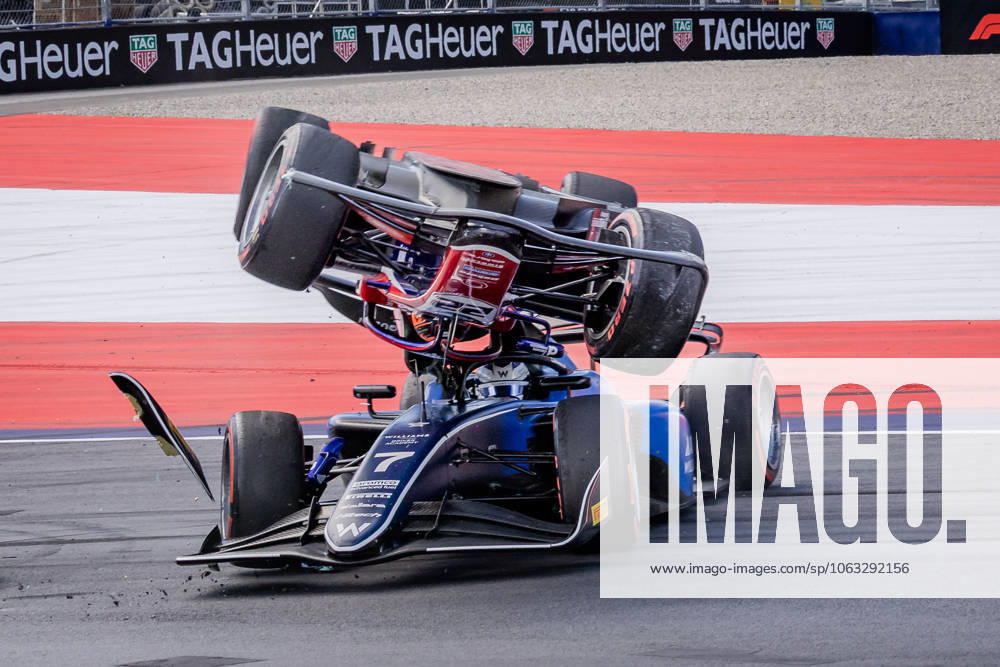 KW26 FORMULA 1 - GP of Austria 2025 SPIELBERG,AUSTRIA,28.JUN.25 - MOTORSPORTS, FORMULA 1 - Grand Prix of Austria, FIA Formula 2, Red Bull Ring, sprint race. Image shows Sami Meguetounif (FRA Trident) and Luke Browning (GBR Hitech TGR). GEPAxpictures xMatthiasxTrinkl