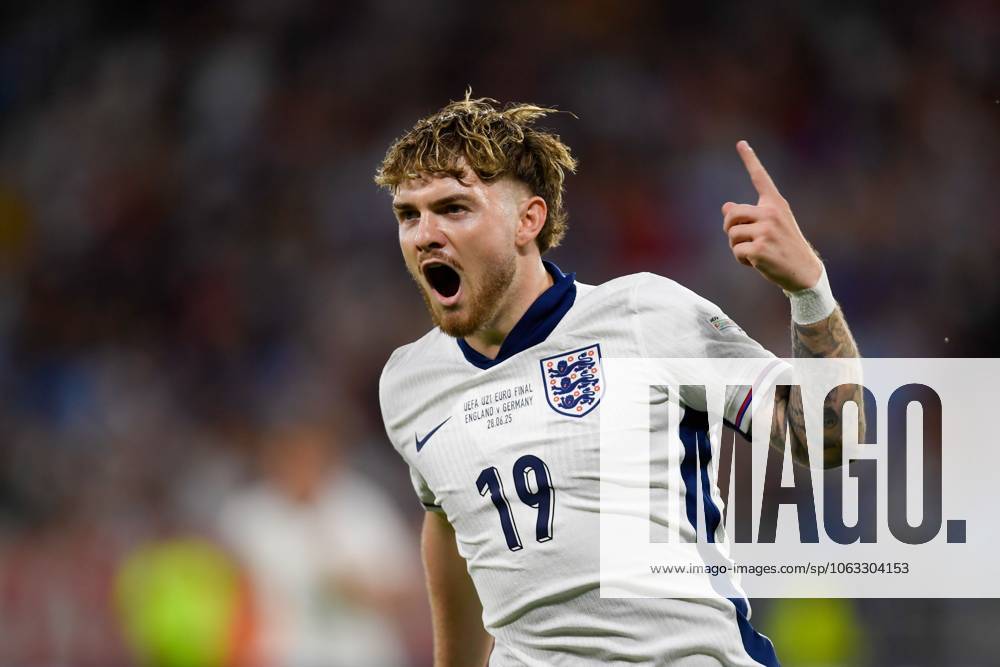 Harvey Elliott of England U21, U 21 celebrates their goal to make it 1-0 to England England U21 v Germany U21, UEFA U21 Championship, Final, National Football Stadium, Bratislava, Slovakia - 28 Jun 2025Bratislava National Football Stadium Slovakia