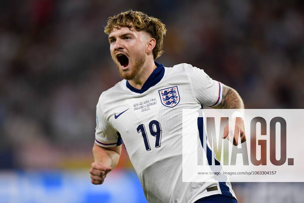 Harvey Elliott of England U21, U 21 celebrates their goal to make it 1-0 to England England U21 v Germany U21, UEFA U21 Championship, Final, National Football Stadium, Bratislava, Slovakia - 28 Jun 2025Bratislava National Football Stadium Slovakia