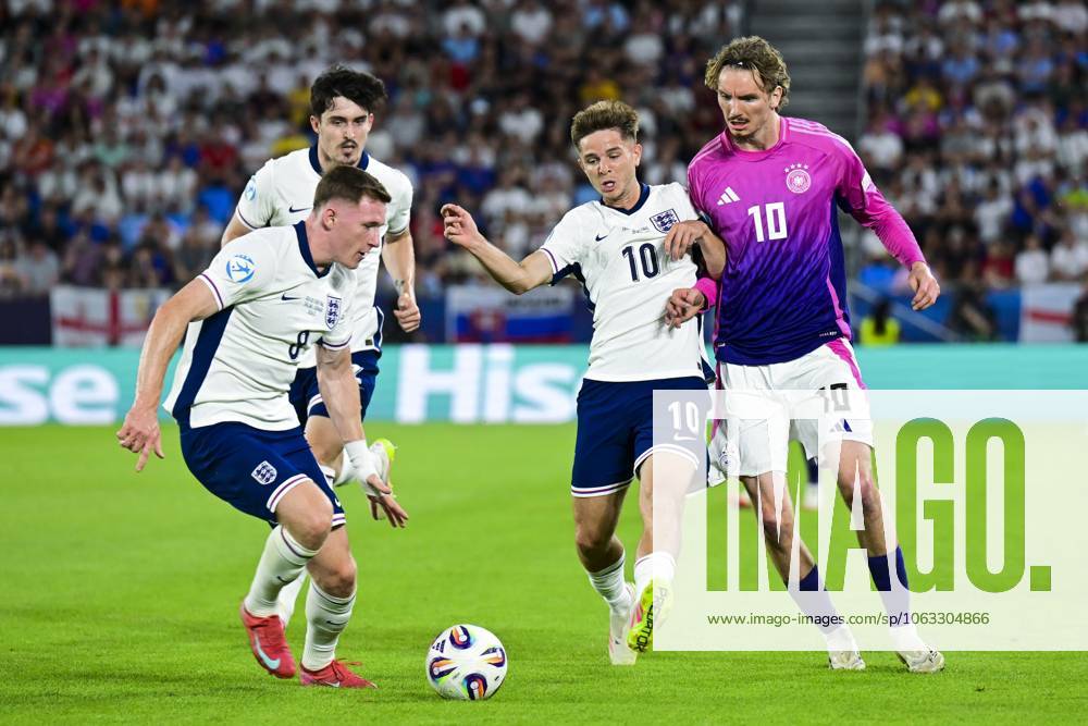 BRATISLAVA - Elliot Anderson of England U21, U 21 Tino Livramento of England U21, James McAtee of England U21, Nick Woltemade of Germany U21 (l-r) at the National Football Stadium during the Under-21 European Championship, EM, Europameisterschaft final between Young England and Young Germany. ANP Hollandse Hoogte UEFA European Under-21 Championship 2025 Final 2024 25 ANPxSportx xGerritxvanxKeulenxIVx 530647326 originalFilename: 530647326
