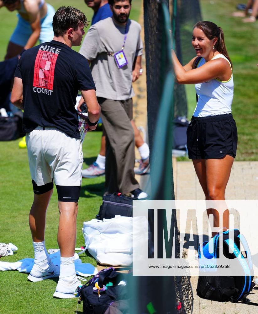 Jodie Burrage and Jack Draper chat Wimbledon Tennis Championships, Sunday Practice, The All England Lawn Tennis and Croquet Club, London, UK - 29 Jun 2025London The All England Lawn Tennis and United Kingdom