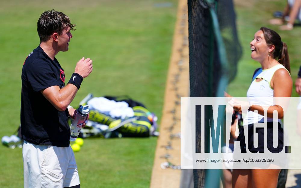Jodie Burrage and Jack Draper chat Wimbledon Tennis Championships, Sunday Practice, The All England Lawn Tennis and Croquet Club, London, UK - 29 Jun 2025London The All England Lawn Tennis and United Kingdom