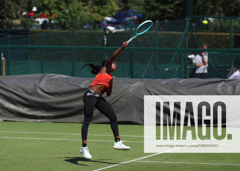 29th June 2025; All England Lawn Tennis and Croquet Club, London, England; Wimbledon Tennis Tournament, Practice Day; Coco Gauff (USA) practising on the Aorangi courts ActionPlus12806782 JohnxPatrickxFletcher