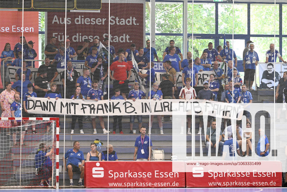 GER, 2 HBL, Repechage, Tusem Essen vs Dessau Rosslauer HV 06 29 6 2025 Essen, Sporthalle am Hallo, GER, 2 HBL, Repechage, Tusem Essen vs Dessau Rosslauer HV 06 2 HBL regulations prohibit any use of photographs as image sequences and or quasi video in the picture Protest banner at Dessau fans NordphotoxGmbHx xFreund nph00018