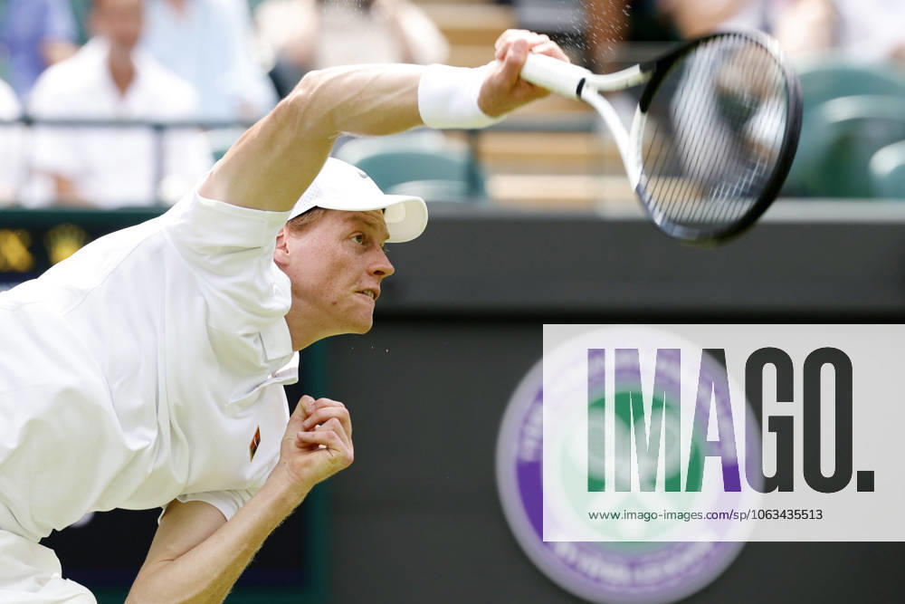 Tennis: Wimbledon championships Jannik Sinner of Italy plays against compatriot Luca Nardi in the men s singles first round at the Wimbledon tennis tournament in London on July 1, 2025. A14AA0004697787P
