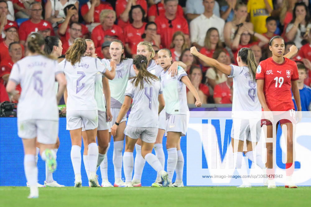 Soccer, UEFA Women s EURO 2025, 20250702, Switzerland Norway In the picture Norway Goal celebration cheers Goal 1 1 Basel St Jakob Park Basel City Switzerland
