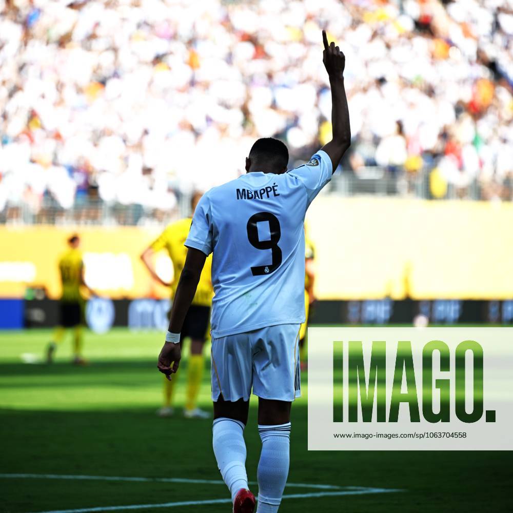 (250706) -- NEW JERSEY, July 6, 2025 -- Kylian Mbappe of Real Madrid celebrates a goal during the quarterfinal match between Real Madrid (Spain) and Borussia Dortmund (Germany) at the FIFA Club World Cup 2025 in New Jersey, the United States, July 5, 2025. ) (SP)U.S.-NEW JERSEY-FOOTBALL-FIFA CLUB WORLD CUP-QUARTERFINALS-REAL MADRID VS BORUSSIA DORTMUND WuxXiaoling