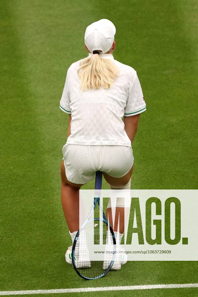 Sonay Kartal sitting on her racket during her fourth round match Wimbledon Tennis Championships, Day 7, The All England Lawn Tennis and Croquet Club, London, UK - 06 Jul 2025London The All England Lawn Tennis and United Kingdom