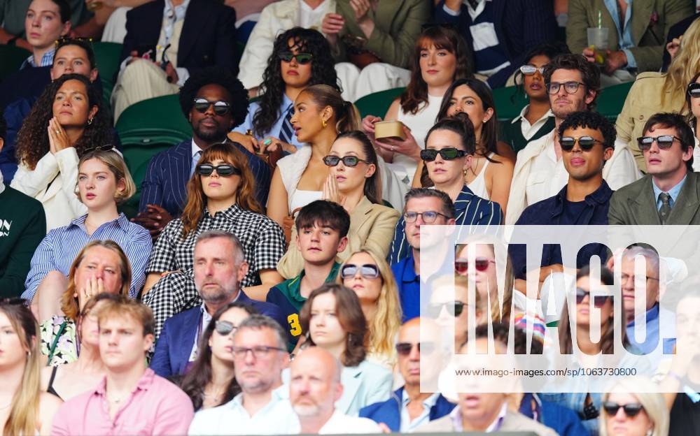 Catriona Chandler, Bella Maclean, Erin Doherty, Matthew Broome and Guy Remmers watching the action on Centre Court Wimbledon Tennis Championships, Day 7, The All England Lawn Tennis and Croquet Club, London, UK - 06 Jul 2025London The All England Lawn Tennis and United Kingdom