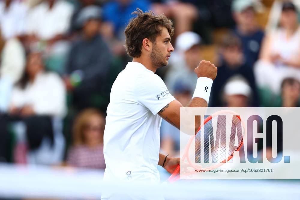 Flavio Cobolli wins the first set during his Round of 16 match Wimbledon Tennis Championships, Day 8, The All England Lawn Tennis and Croquet Club, London, UK - 07 Jul 2025London The All England Lawn Tennis and United Kingdom