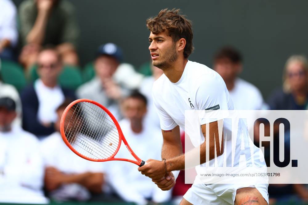 Flavio Cobolli during his Round of 16 match Wimbledon Tennis Championships, Day 8, The All England Lawn Tennis and Croquet Club, London, UK - 07 Jul 2025London The All England Lawn Tennis and United Kingdom