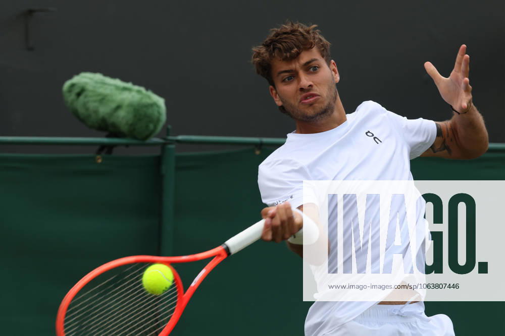 FLAVIO COBOLLI of Italy during the match against M. Cilic of Croatia in the 1 8 finals of Championships 2025 at Wimbledon AELTC in London. London United Kingdom - ZUMAc278 20250707_zsp_c278_019