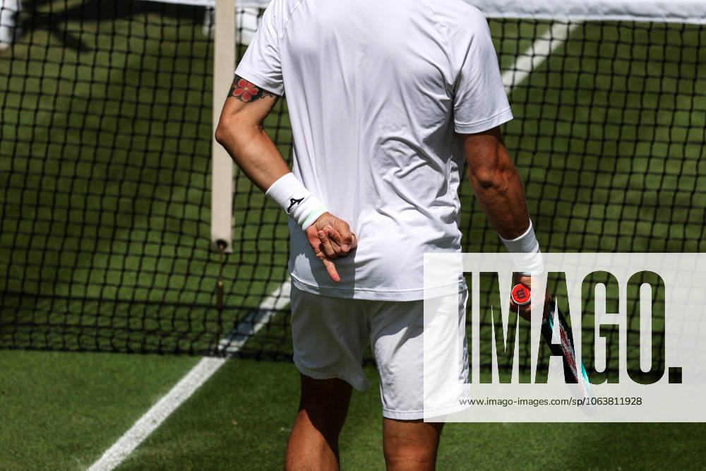 7th July 2025; All England Lawn Tennis and Croquet Club, London, England; Wimbledon Tennis Tournament, Day 8; Julian Cash (GBR) showing hand signals to Lloyd Glasspool (GBR) in their doubles match against Guido Andreozzi (ARG) and Marcelo Demoliner (BRA) ActionPlus12811183 JohnxPatrickxFletcher