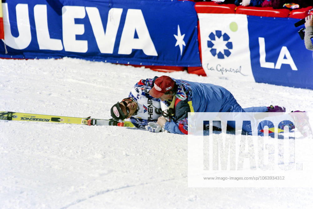 Alpine, World Championships, Slalom Alberto Tomba, Italy celebrates after the victory