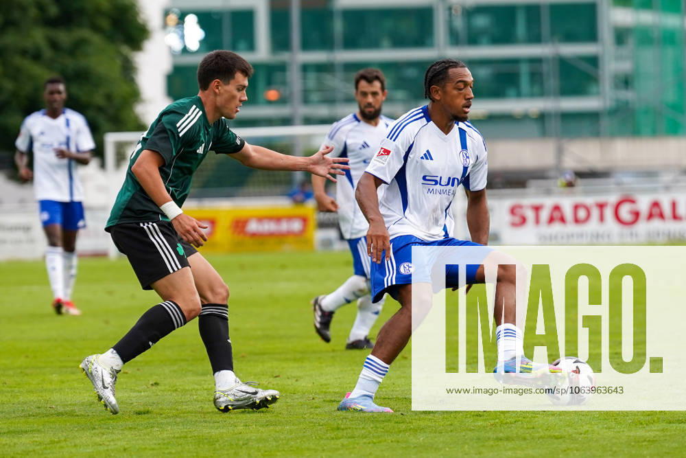 FC Schalke 04 training camp Neustift im Stubaital test match 09 07 2025 FC Schalke 04 vs Panathinaikos Athens Silberstadt Arena Schwaz, Austria Anton Donkor Schalke 04 , Facundo Pellistri Panathinaikos
