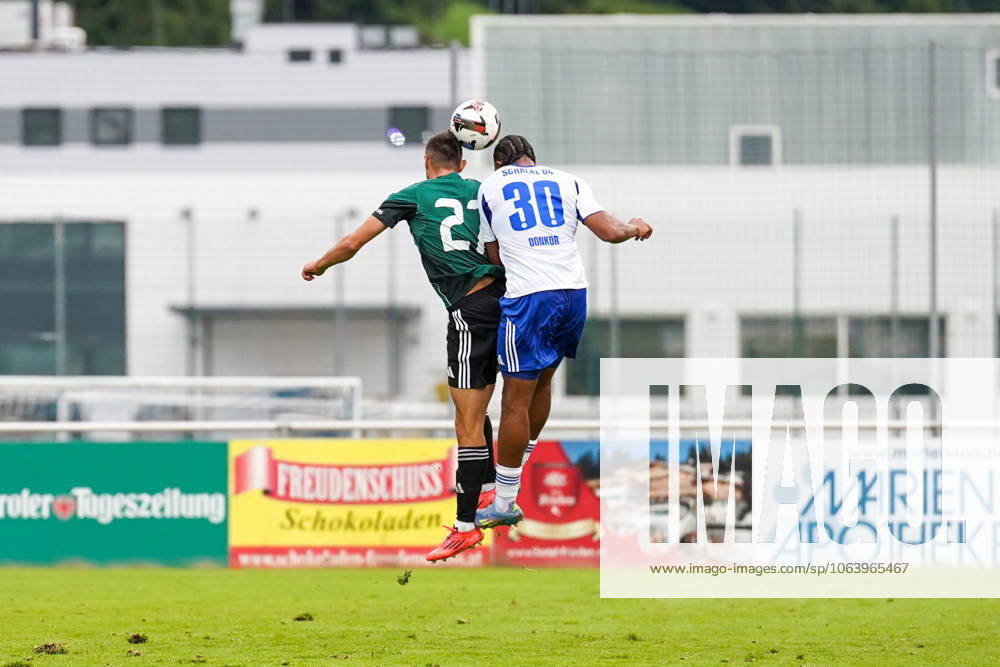 FC Schalke 04 training camp Neustift im Stubaital test match 09 07 2025 FC Schalke 04 vs Panathinaikos Athens Silberstadt Arena Schwaz, Austria Giannis Kotsiras Panathinaikos , Anton Donkor Schalke 04