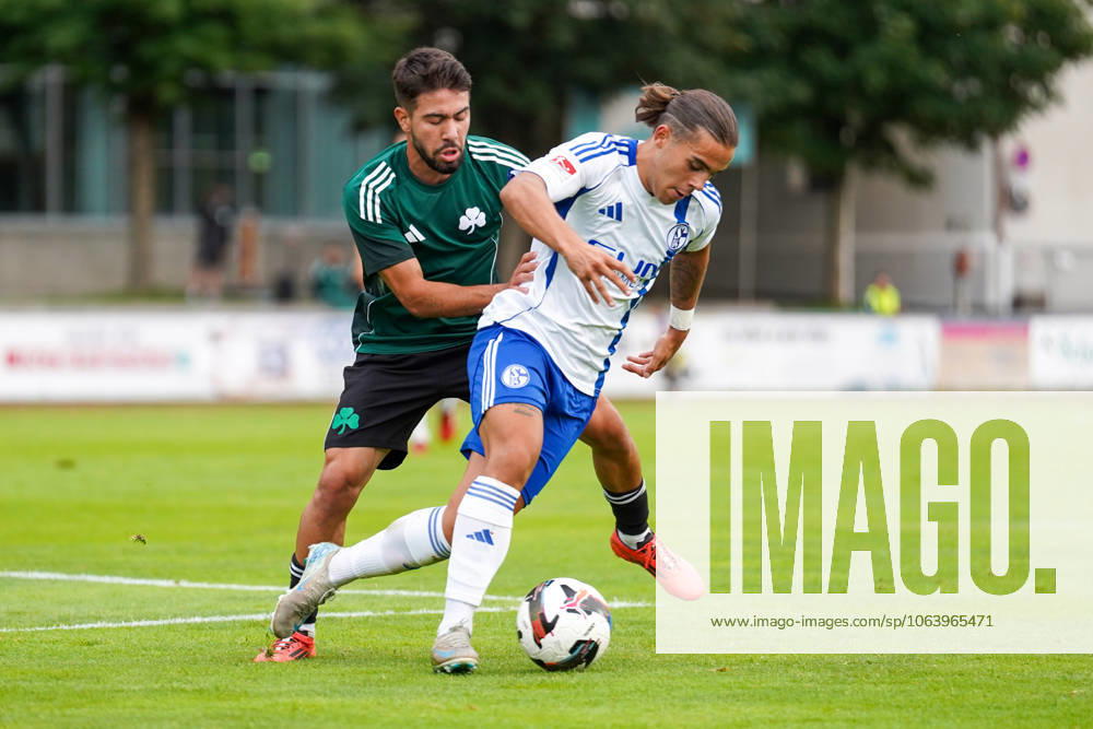 FC Schalke 04 training camp Neustift im Stubaital test match 09 07 2025 FC Schalke 04 vs Panathinaikos Athens Silberstadt Arena Schwaz, Austria Adriano Bregou Panathinaikos , Mauro Zalazar Schalke 04