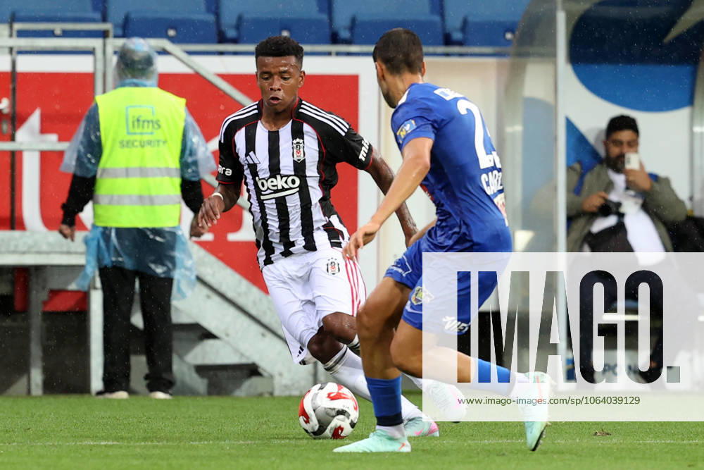 Besiktas vs St. Polten - Friendly match ST. POLTEN, AUSTRIA - JULY 10: Besiktas forward Keny Arroyo (L) and St. Polten defender Dirk Carlson (R) compete for the ball during a pre-season friendly match between St. Polten and Besiktas at NV Arena in St. Polten, Austria, on July 10, 2025. Ahmet Okatali Anadolu Polten Austria. Editorial use only. Please get in touch for any other usage.