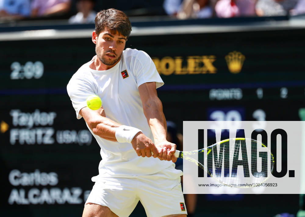 Carlos Alcaraz ESP, Mens Singles, Gentlemen s Singles Tennis Wimbledon 2025 Grand Slam ITF ATP WTA AELTC London Great Britain 11 July 2025 Carlos Alcaraz ESP , Mens Singles, Gentlemen s Singles Tennis Wimbledon 2025 Grand Slam ITF ATP WTA AELTC London Great Britain 11 July 2025