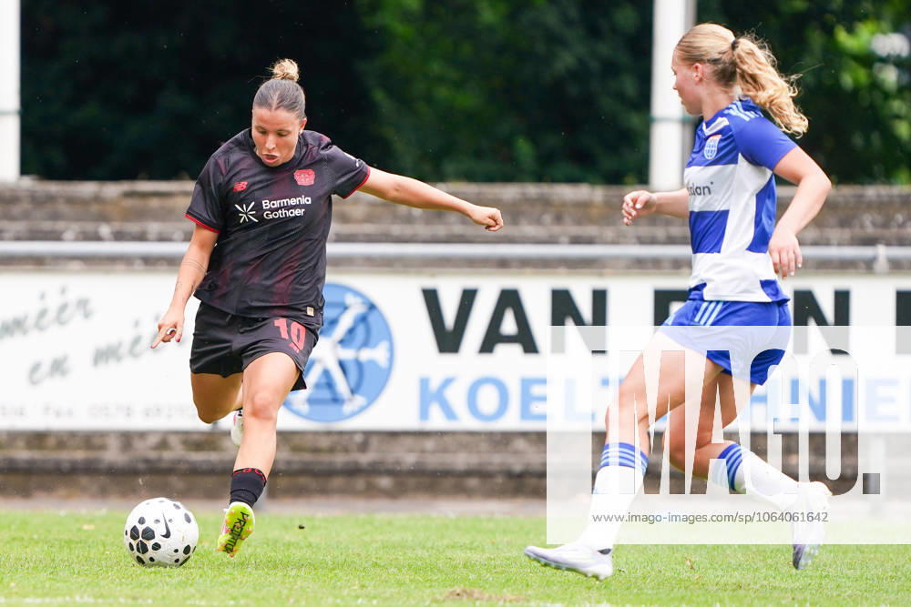 2025-07-11 PEC Zwolle Women v Bayer Leverkusen Women - Pre-season friendly WEZEP, NETHERLANDS - JULY 11: Merino Gonzalez of Bayer Leverkusen 04 during the Pre-season friendly match between PEC Zwolle Women and Bayer Leverkusen Women at Sportpark Mulderssingel on July 11, 2025 in Wezep, Netherlands. Wezep Sportpark Mulderssingel Netherlands Content not available for redistribution in The Netherlands directly or indirectly through any third parties.