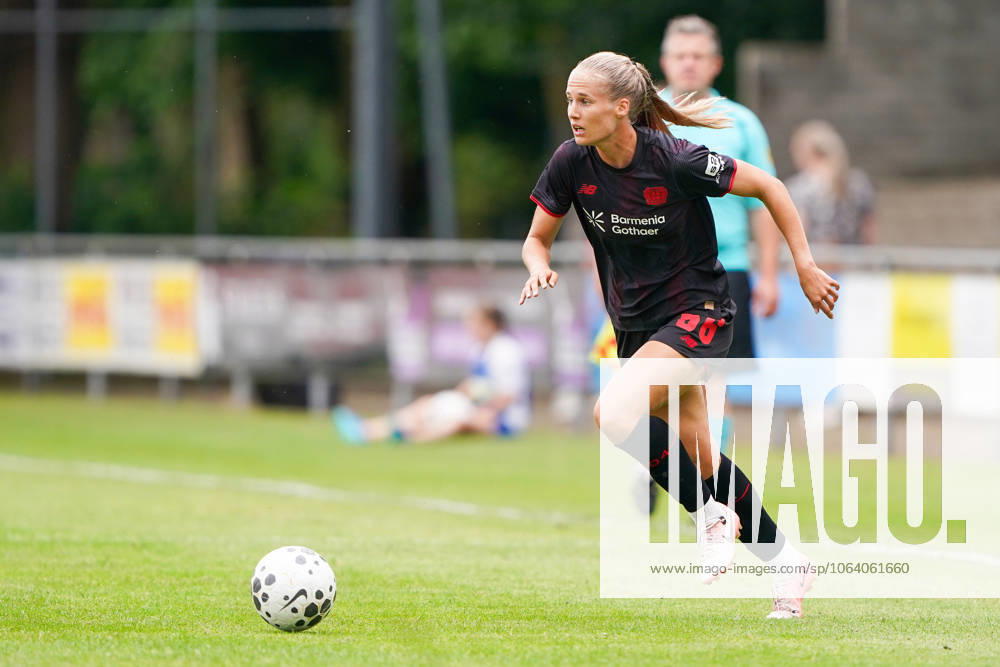 2025-07-11 PEC Zwolle Women v Bayer Leverkusen Women - Pre-season friendly WEZEP, NETHERLANDS - JULY 11: Juliette Vidal of Bayer Leverkusen 04 during the Pre-season friendly match between PEC Zwolle Women and Bayer Leverkusen Women at Sportpark Mulderssingel on July 11, 2025 in Wezep, Netherlands. Wezep Sportpark Mulderssingel Netherlands Content not available for redistribution in The Netherlands directly or indirectly through any third parties.
