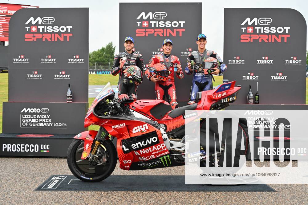 Sprint race of MotoGP Liqui Moly Motorrad Grand Prix Deutschland at Sachsenring Circuit. July 12 2025 In picture: Marc Marquez , Marco Bezzecchi and Fabio Quartararo Carrera al sprint del Gran Premio Liqui Moly Motorrad de MotoGP de Alemania en el Circuito de Sachsenring, 12 de Julio de 2025 POOL MotoGP.com Cordon Press Images will be for editorial use only. Mandatory credit: MotoGP.com Cordon Press Cordon Press Cordon Press Cordon Press