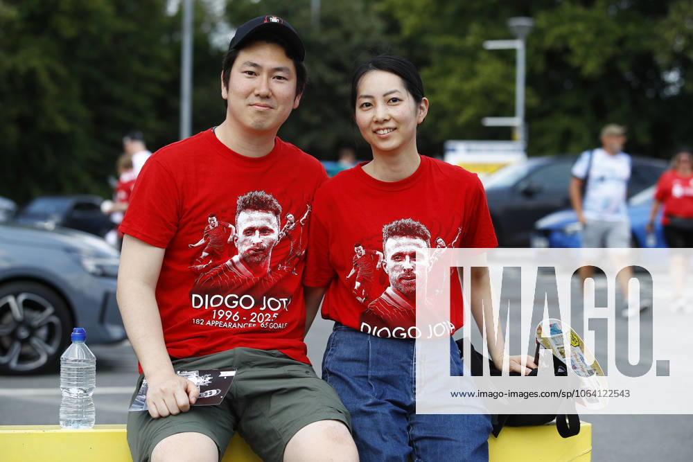 Preston North End v Liverpool, Preston, UK - 13 July 2025 Liverpool fans wearing Diogo Jota shirts before the preseason friendly match between Preston North End and Liverpool at Deepdale on 13 July 2025 in Preston, England (Photo by Steve Taylor PPAUK) Preston Deepdale Lancashire England