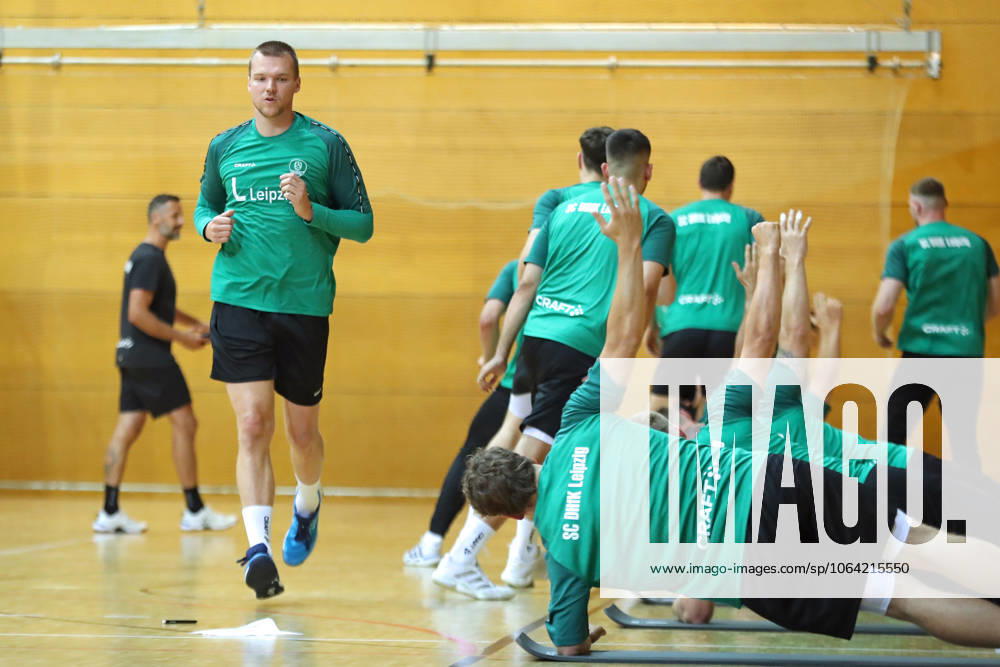 HBL1 Training kick-off of SC DHfK Leipzig, 17 07 25 Goalkeeper Tomas Mrkva 16, SC DHfK Leipzig Handball, DAIKIN HBL, Season 2025 2026, Training kick-off of SC DHfK Leipzig on 17 07 25 in the Quarterback Immobilien Arena Leipzig Kleine Arena