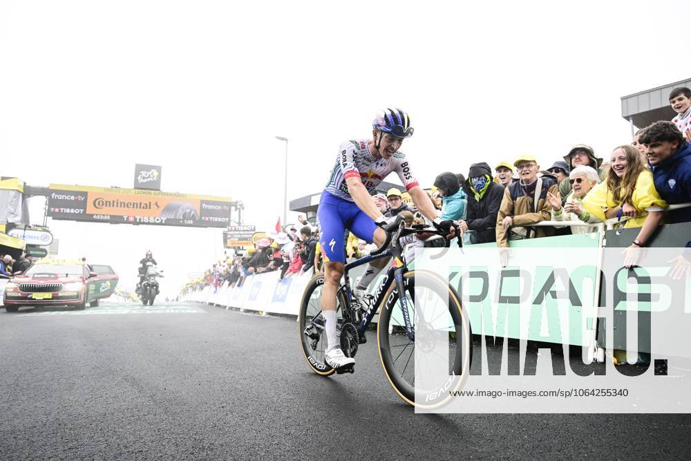 German Florian Lipowitz of RedBull-BORA-hansgrohe crosses the finish line of stage 14 of the 2025 Tour de France cycling race, from Pau to Luchon-Superbagneres (183 km), on Saturday 19 July 2025 in France. The 112th edition of the Tour de France starts on Saturday 5 July in Lille, France, and will finish in Paris, France on the 27th of July. DIRKxWAEM x129569985x
