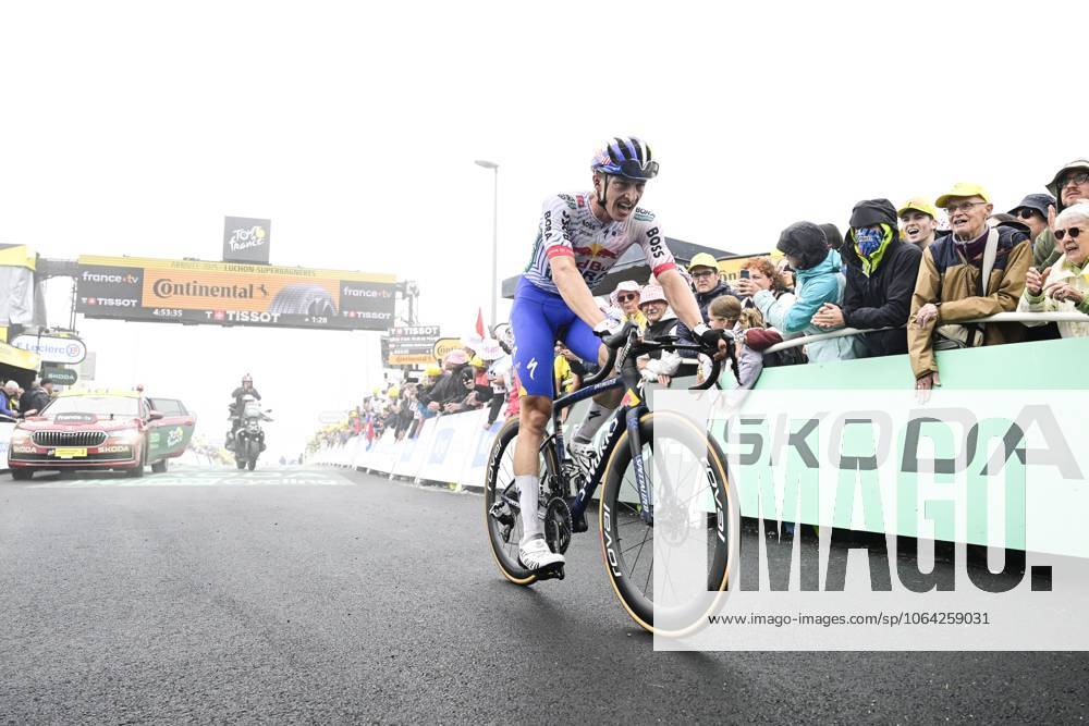 German Florian Lipowitz of RedBull-BORA-hansgrohe crosses the finish line of stage 14 of the 2025 Tour de France cycling race, from Pau to Luchon-Superbagneres (183 km), on Saturday 19 July 2025 in France. The 112th edition of the Tour de France starts on Saturday 5 July in Lille, France, and will finish in Paris, France on the 27th of July. DIRKxWAEM x129575567x