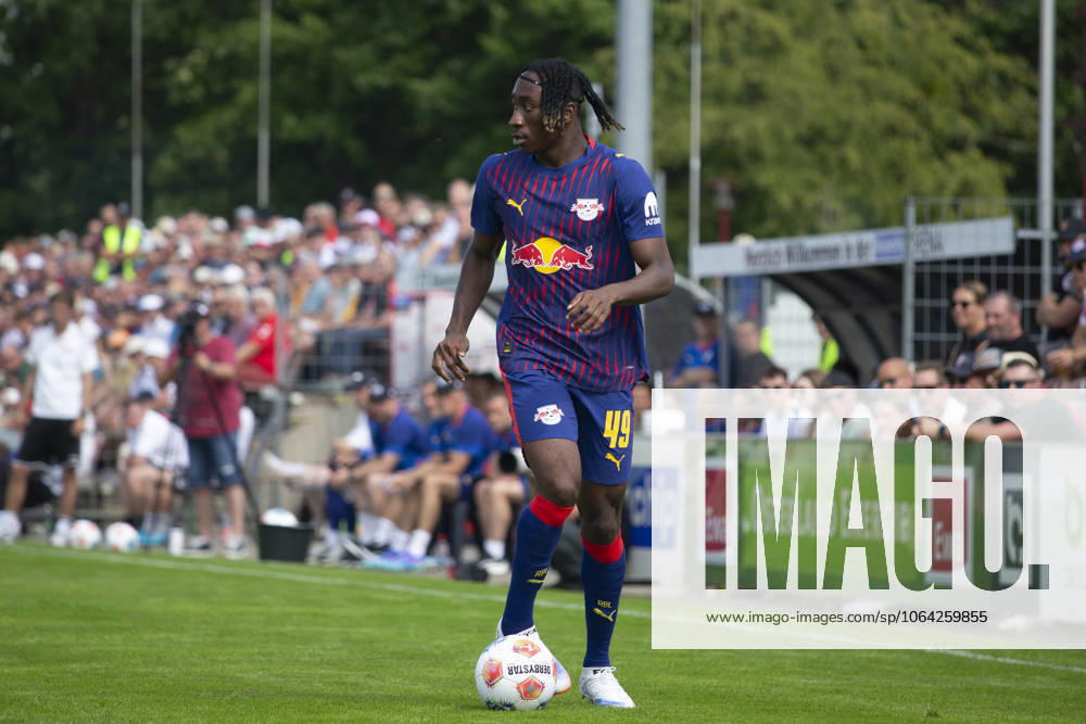 GER, Meuselwitz, Soccer, Test match, ZFC Meuselwitz vs RB Leipzig in the picture v l Yan Diomande RB Leipzig 49 , free image 19 07 2025, Bluechip Arena Meuselwitz DFL DFB REGULATIONS PROHIBIT ANY USE OF PHOTOGRAPHS AS IMAGE SEQUENCES AND OR QUASI VIDEO,