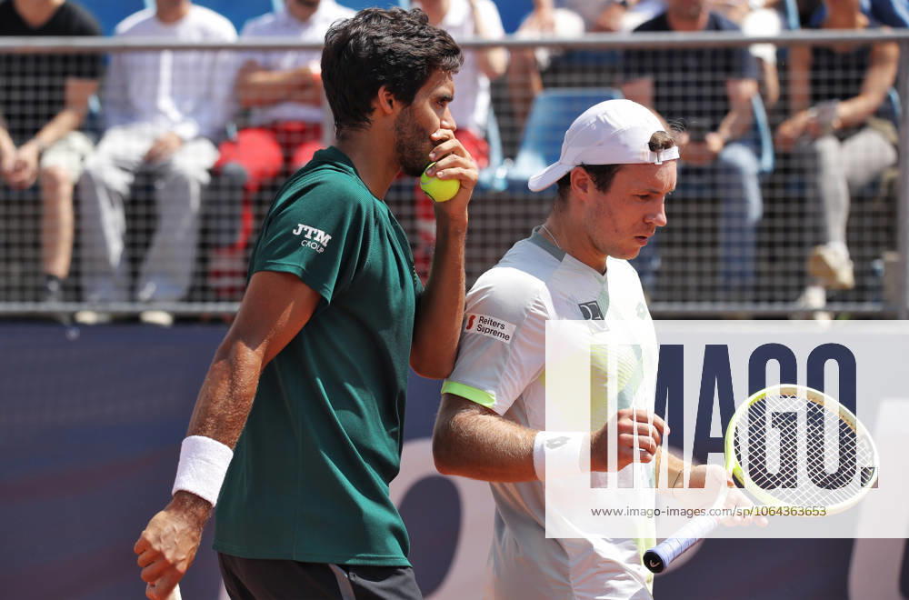 TENNIS - ATP, Tennis Herren Generali Open 2025 KITZBUEHEL,AUSTRIA,23.JUL.25 - TENNIS - ATP World Tour, Generali Open. Image shows Francisco Cabral (POR) and Lucas Miedler (AUT). GEPAxpictures xMatthiasxHauer