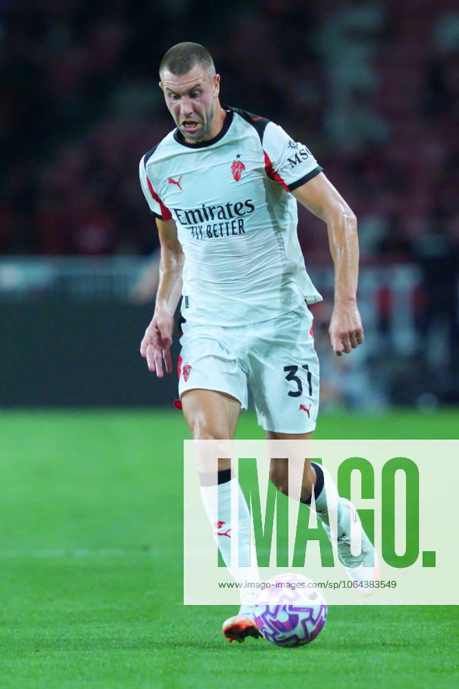 Arsenal FC V AC Milan - Pre-Season Friendly Match Strahinja Pavlovic of AC Milan is in action during the pre-season friendly match between Arsenal FC and AC Milan at National Stadium in Singapore on July 23, 2025. Singapore Singapore